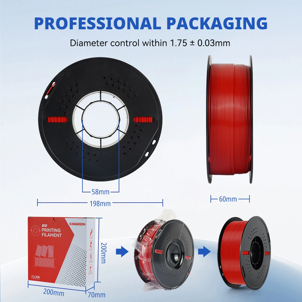 KINGROON 5KG(11LBS) PLA PETG HS-PLA HS-PETG Filament 1.75mm High Speed 3D Printer Material Matte PLA 1kg*5 Roll Mix Color New - view 6