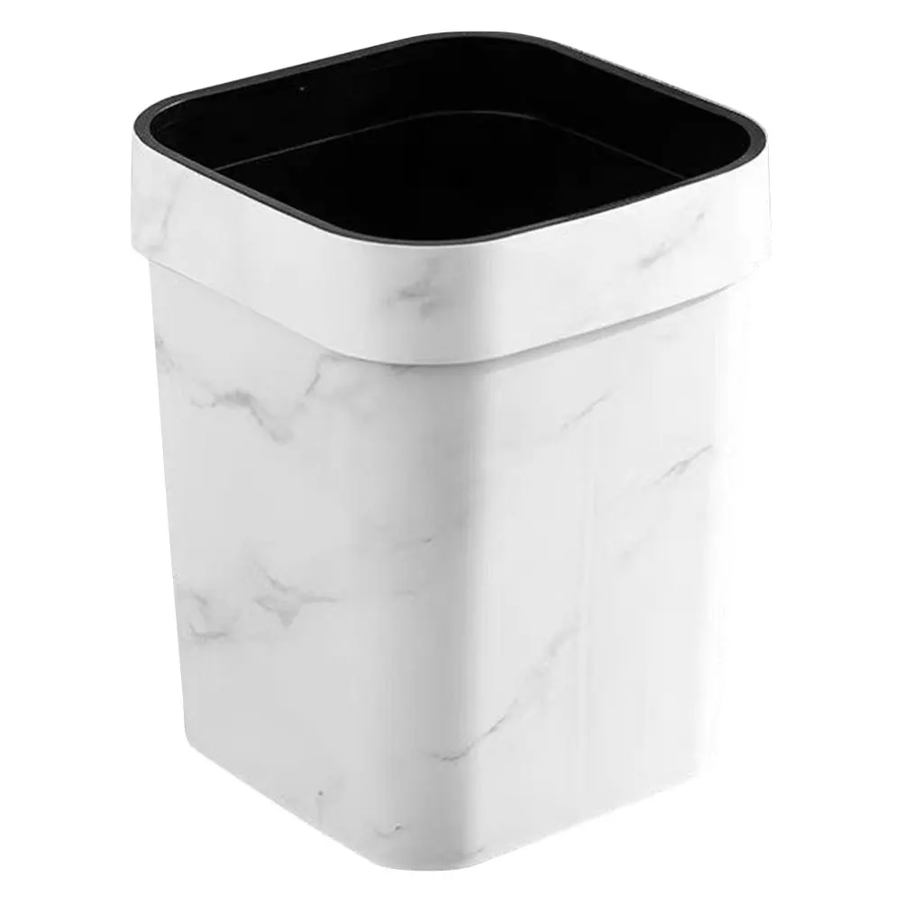 

Marble Finish Waste Bin Stable Garbage Container Bathroom Office Bedroom Living Room Trash Can Tin for Kitchen