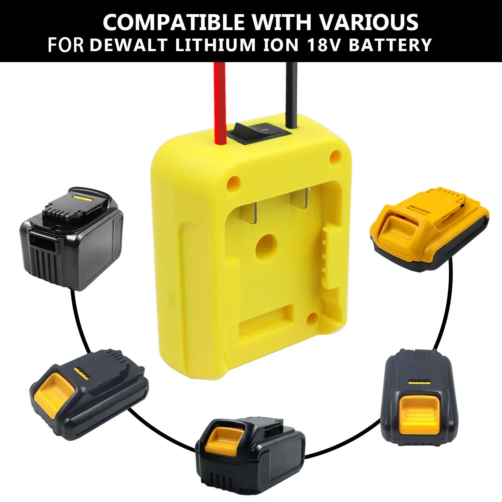 DIY Connector 30A ฟิวส์แหล่งจ่ายไฟภายนอกอะแดปเตอร์การเชื่อมต่อแหล่งจ่ายไฟภายนอกสําหรับ DeWalt 14.4 V-18 V Li-Ion แบตเตอรี่