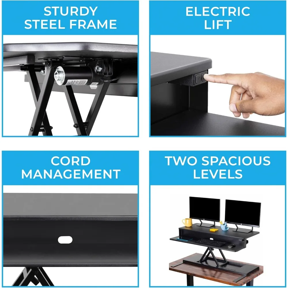 مكتب قائم كهربائي مقاس 40 بوصة من فليكس برو | مكتب الوقوف الكهربائي القابل للتعديل | بواسطة حائزة الجائزة يحمل شاشتين + لتر #4