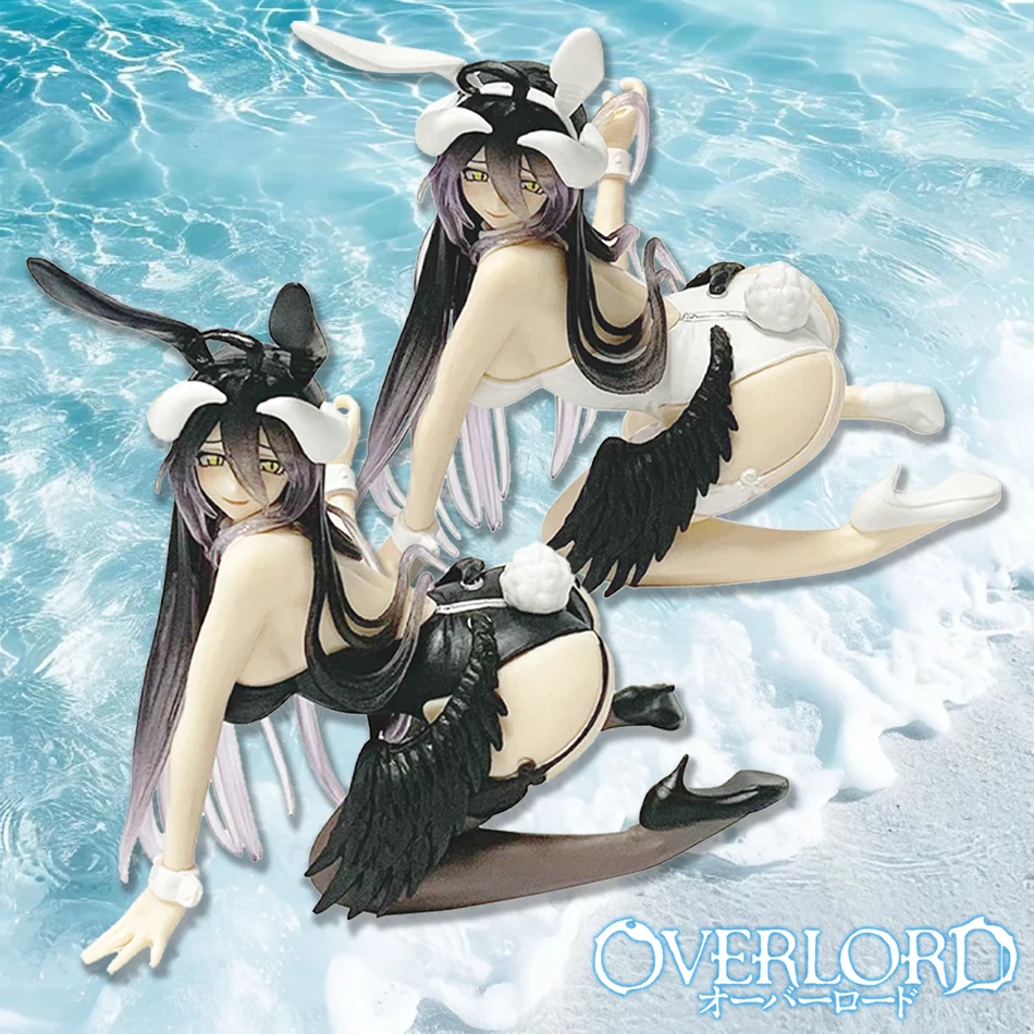 11 سنتيمتر أنيمي الشكل أفرلورد النقي الأبيض شيطان الأرنب فتاة ملابس السباحة ألبيدو القرفصاء عمل جمع البلاستيكية نموذج اللعب هدية #1