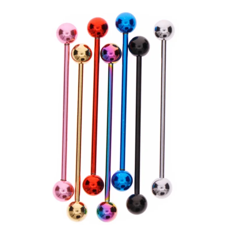 القوطية الشرير طويل الحديد الأذن الغضروف ثقب المكونات نفق الأقراط المستقيمة الفولاذ المقاوم للصدأ مجوهرات الجسم #5