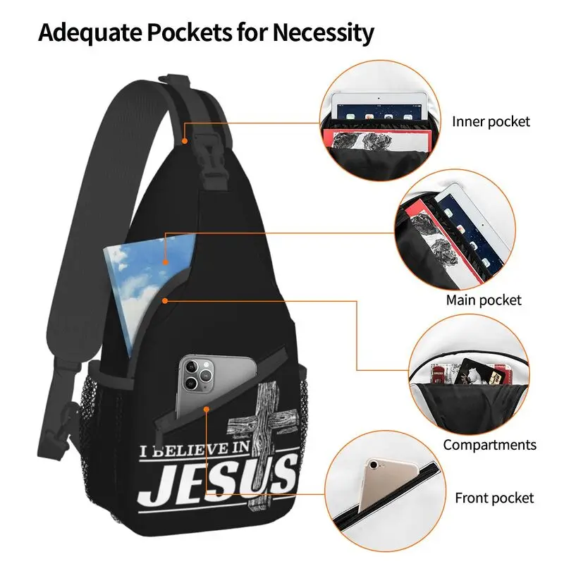 Ich glaube an Jesus Christus Schlinge Cross body Rucksack Männer benutzer definierte Cristianity Glauben Schulter Brusttasche für reisende Tages rucksack