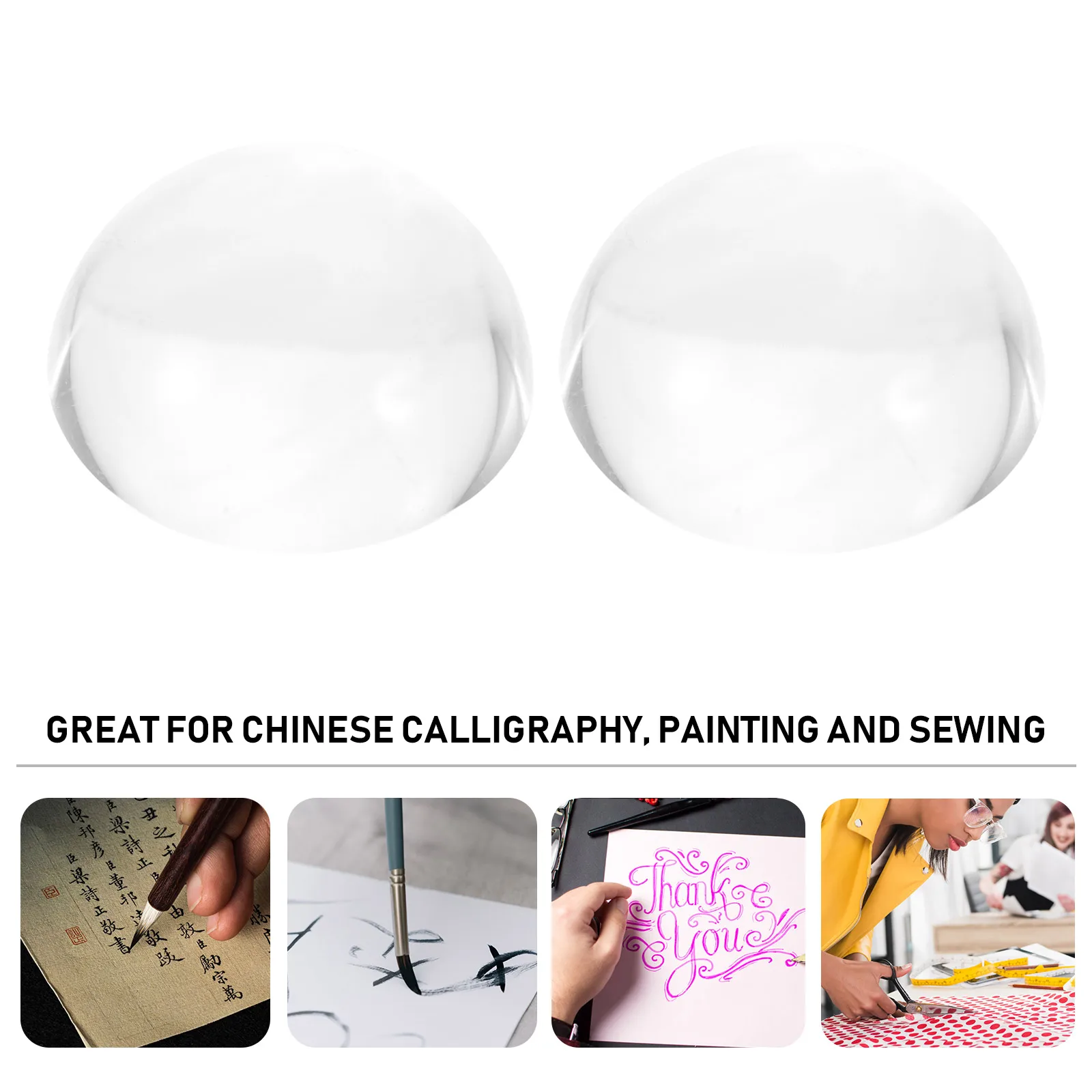 

2pcs Crystal Paperweights 50mm Calligraphy Crystal Dome Paperweights Sewing Weights Proper Weight Pattern