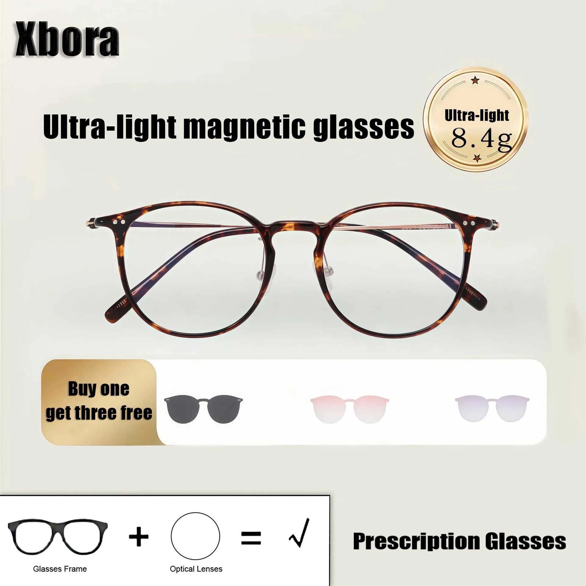 

TR90 Ultra Light Round Retro Eyeglasses Magnetic Clip On Polarized Sunglasses Myopia Hyperopia Optical Prescription Glasse 2524