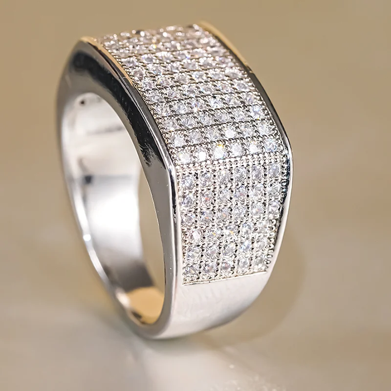 Huitan Trendy Damenringe mit voll glänzendem Zirkonia, Hochzeit, Party, Verlobung, Jahrestag, luxuriös, edle Accessoires, Schmuck