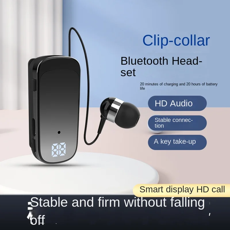 

Bluetooth headset 2024 new collar clip type single ear long battery life in ear driver driving high definition call business