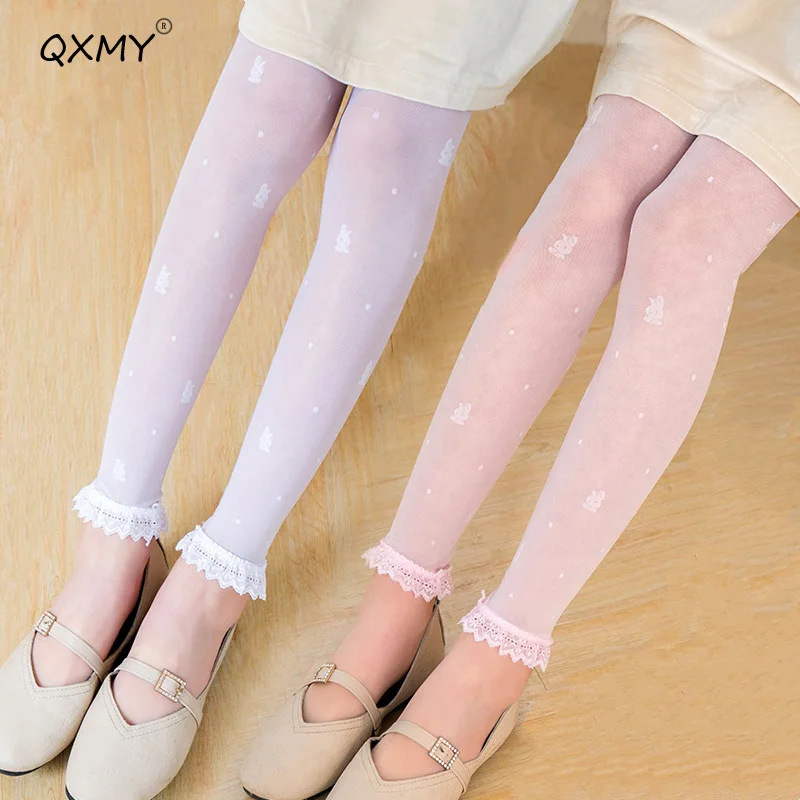 Tights For Girls Children's  Pantyhose Rabbit Lace 2021 Summer Ultra-Thin Anti-Hook Breathable Princess Leggings Baby