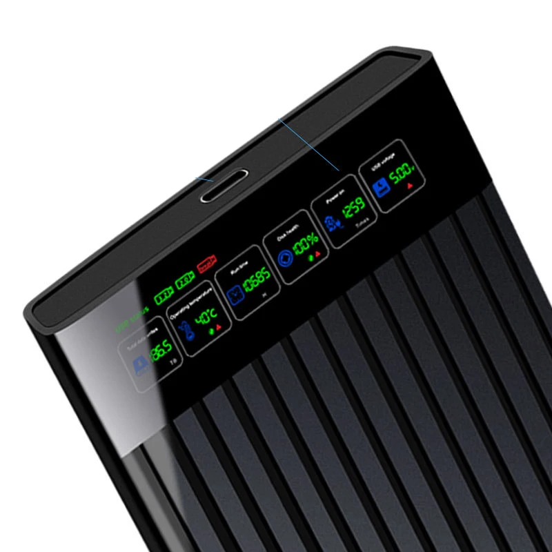 UTHAI Type-C Scatola per disco rigido esterno per laptop da 2,5 pollici con display digitale intelligente Soluzione di archiviazione mobile con porta seriale SATA