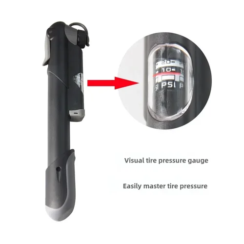 Imagen 2 del producto Bomba portátil para bicicleta, Mini manómetro de aire, bomba para bicicleta de montaña, válvula AV/FV para exteriores, inflador de aire para bicicleta de montaña