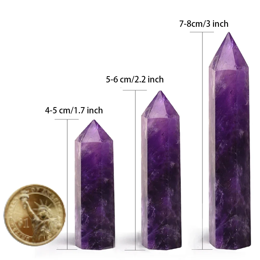 Natural Stones and Crystal Point Amethyst Wand Rose Quartz Mineral Stone Crystals Crafts 7pcs Set Christmas Home Decoration