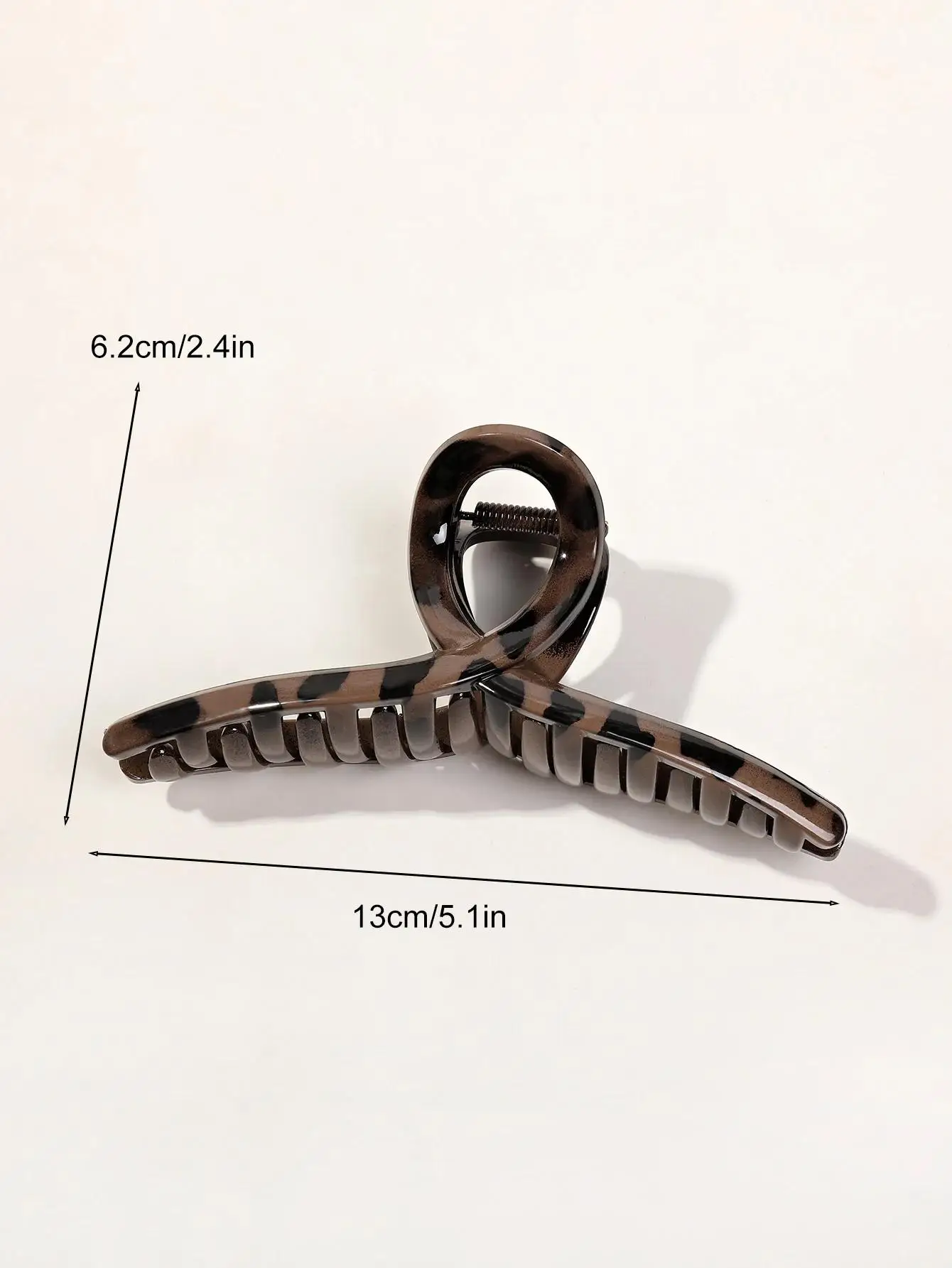 4 Stück 5,1 Zoll Herbst Winter Leopardenmuster glänzend überkreuzt große Haarklammern braun rutschfeste Haar-Accessoires für Frauen Mädchen – Detail 9