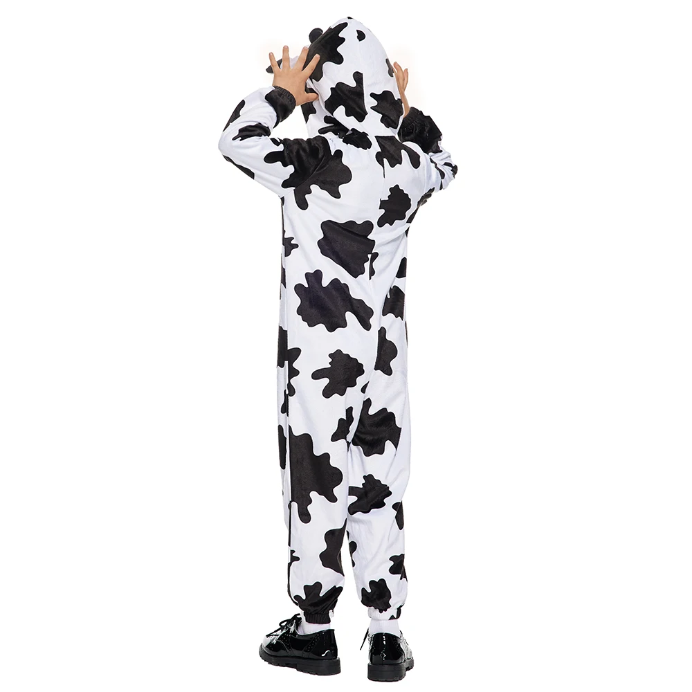 Snailify Family Cute Cow Pajamas Adult Halloween Animal Costume Child Sleepwear Hooded Carnival Party Purim Dress Up