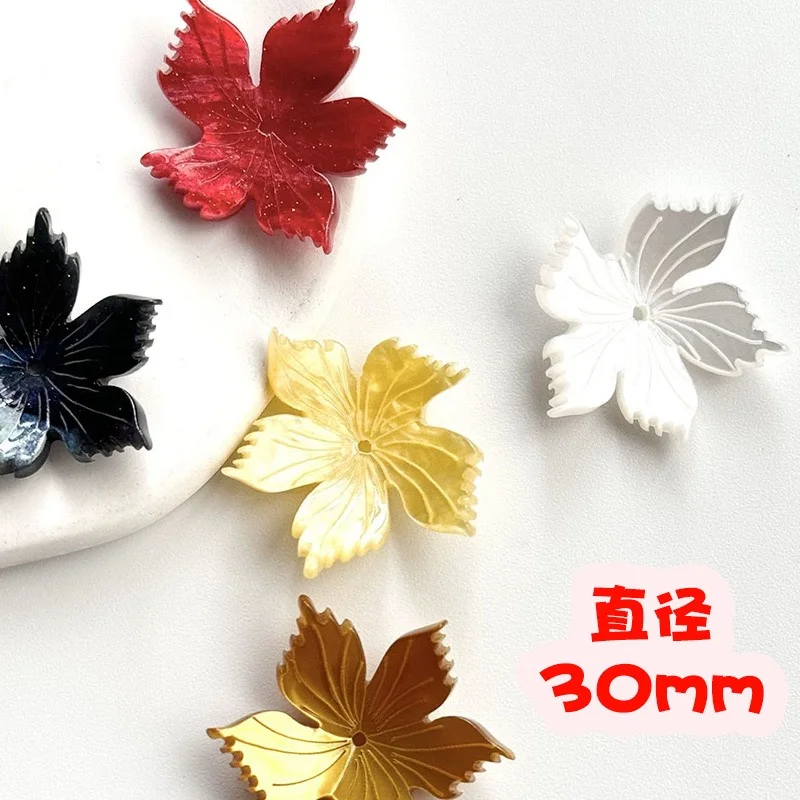 

Оптовая продажа, 90 шт./лот, 30 мм, цветной принт, мультяшные цветы, акриловые бусины, ювелирные изделия своими руками, аксессуары для волос, одежда