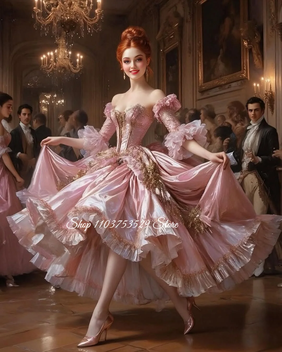 

Custom Pink Glamorous Vintage Victorian Ball Gown Lace Corset Special Occasion Ball Gown Campus Evening Gown Embroidered Gown