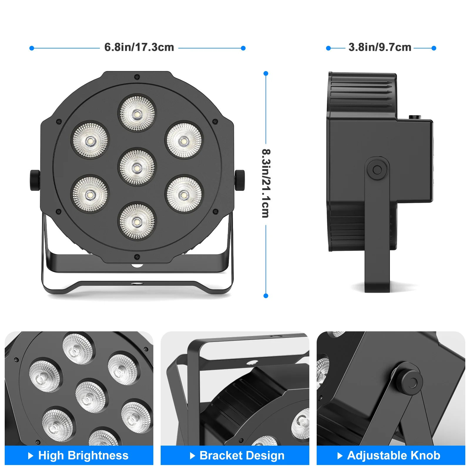U'King 4er-Set 7x10W RGBW LED Par-Scheinwerfer DMX512 Fernbedienung Strobe/Fade/Jump Bühnenbeleuchtungseffekt für DJ-Shows, Konzerte, Hochzeiten – Detail 5