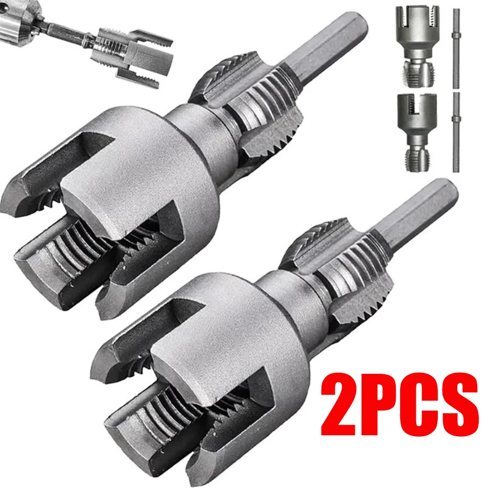 2PC Integrated Internal External Pipe Threading Tool Electric Drill Compatible PVC Pipe Threader Kit Pipe Thread Cutting Tool