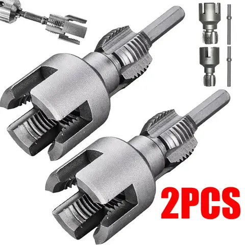 2PC Integrated Internal External Pipe Threading Tool Electric Drill Compatible PVC Pipe Threader Kit Pipe Thread Cutting Tool