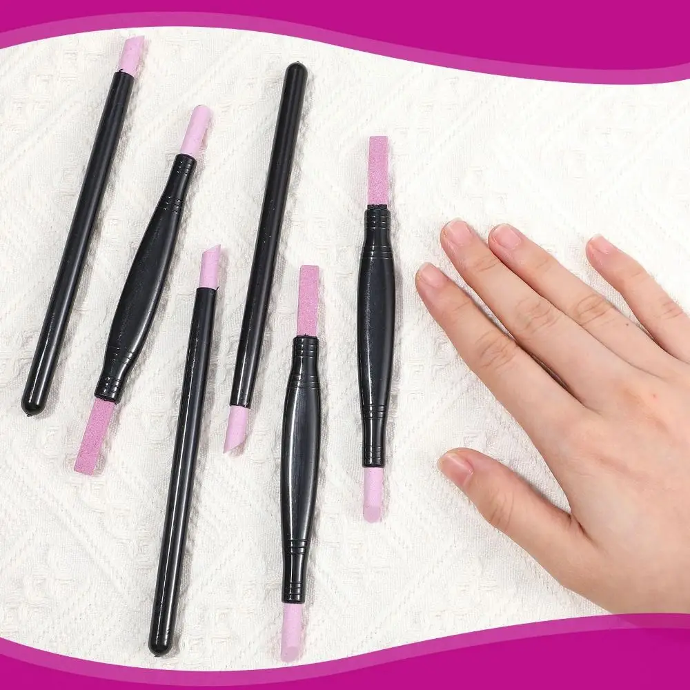 Portable Dual-Ended Quartz Scrub Stick Reusable Round Nail File Cuticle Remover Fine Polishing Nail Care Pen Nail Care Tool