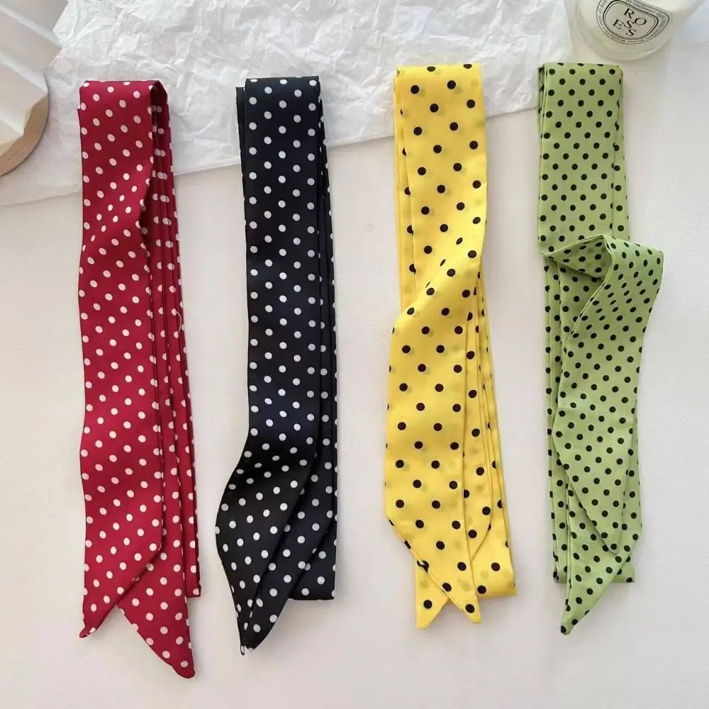 Bow Ties Long Silk Scarf Printed Floral Plaid Scarf Ice Cream Hair Band Long Ribbon Scarves Collocation Clothing Accessories