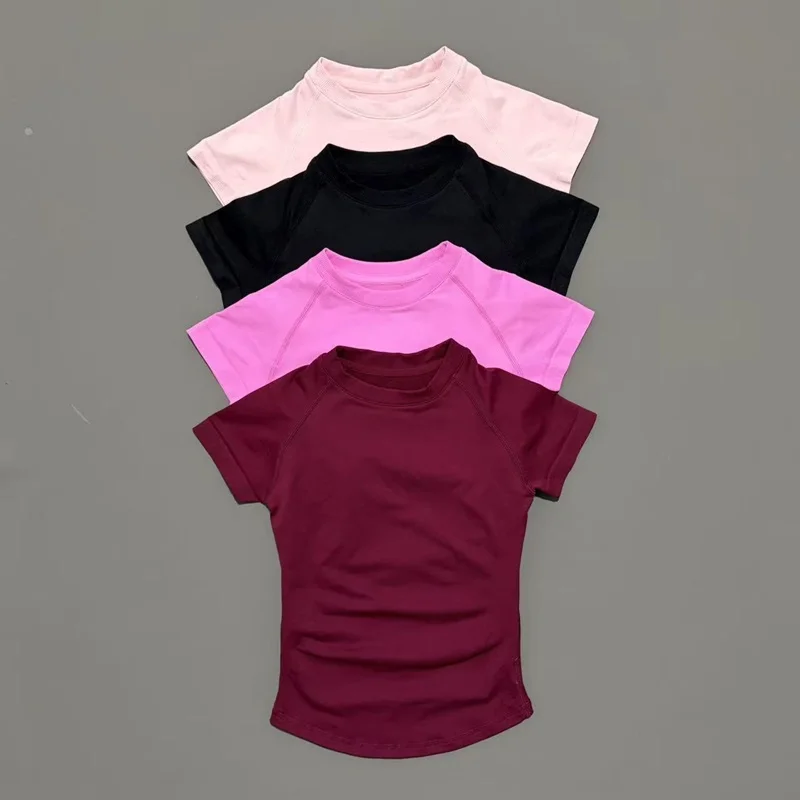 

Sports Short Sleeve Top Women Running Sports T Shirt Summer Short Sleeve Round Neck Breathable Gym Vest Yoga Fitness Top