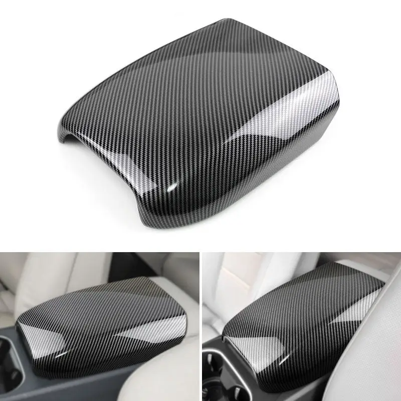 Carbon Fiber Style Car Interior Central Armrest Box Cover Trim Accessories For Porsche Cayenne 2018 2019 2020 2021 2022