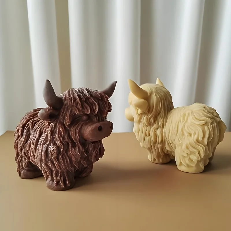 1pcs Highland Cow Candle Silicone Mold Animal Shaped Mold for DIY Handmade Candles, Plaster & Resin Crafts,Birthday Home Decor