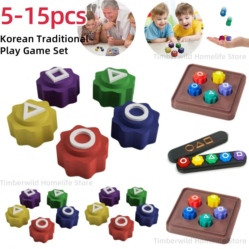 Hot Traditional Korean Game Folk Stone Catching Game 5-15Pcs Set Fun Finger Exercise Hand Eye Coordination Training Board Game