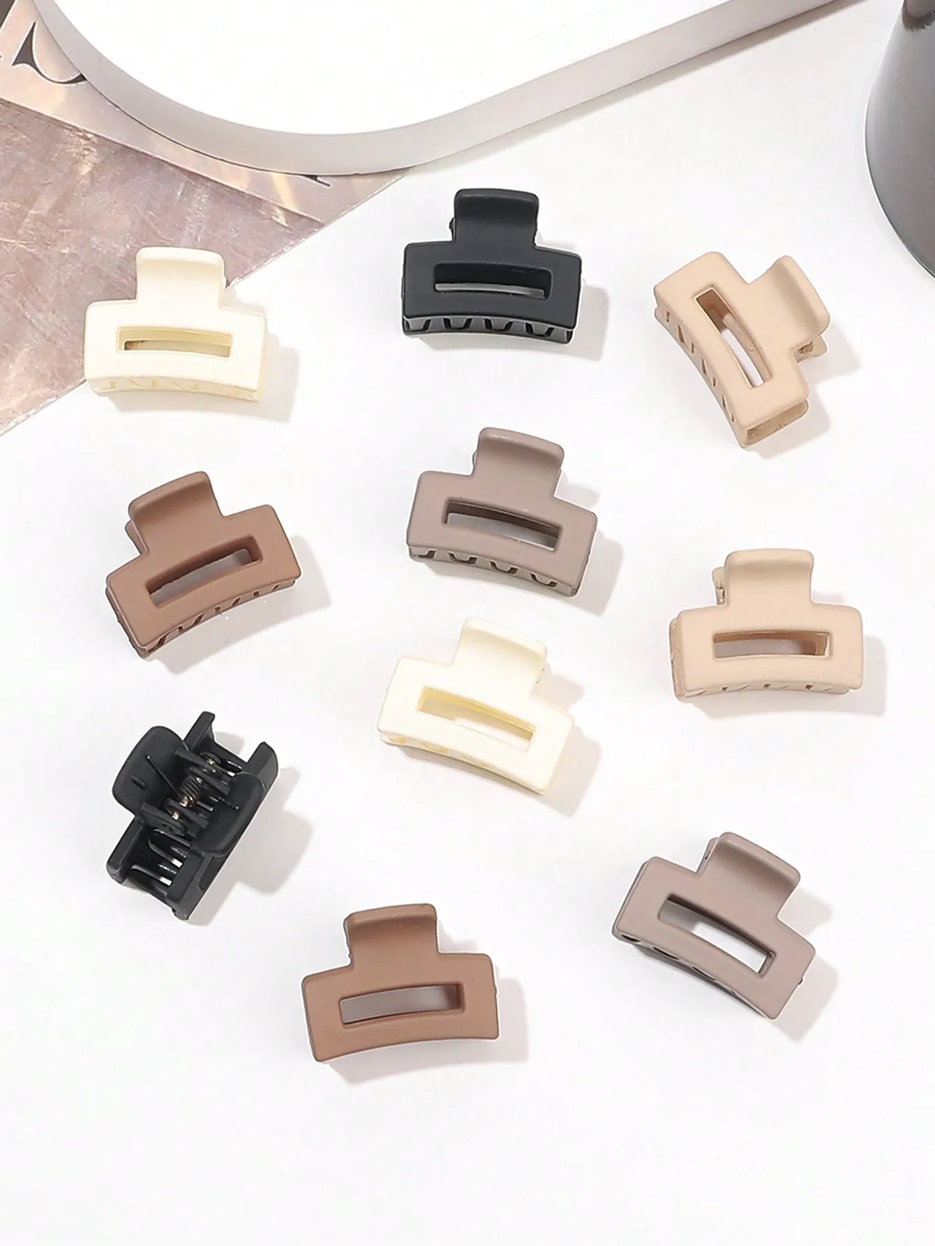 10Pcs Small Rectangle Hair Clips for Women Girl,Tiny Claw Clips for Thin Hair Strong Hold Cute Jaw Clip Nonslip Hair Accessories