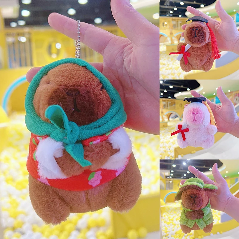 Capybara Plush Doll Cartoon Keychain Pendant Soft Stuffed Doll Backpack Pendant Car Bag Key Ring Decor Kid Gift Keychain