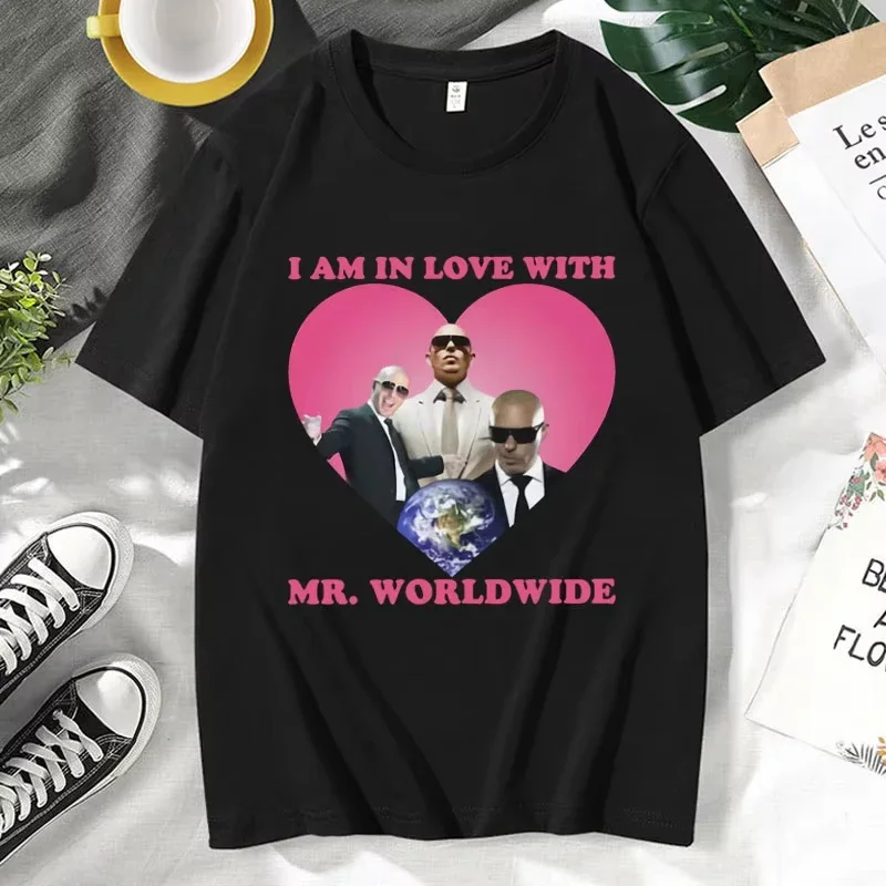 Camiseta divertida Mr Pitbull en todo el mundo, camiseta gráfica, ropa, moda de verano, camiseta Vintage Harajuku