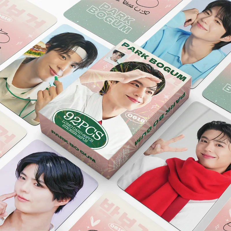 92Pcs/Set Park Bo Gum Merch Pack 60 Lomo Cards 32 Cute Stickers Korean Idol Photocards Decor Collection Gift for Fans