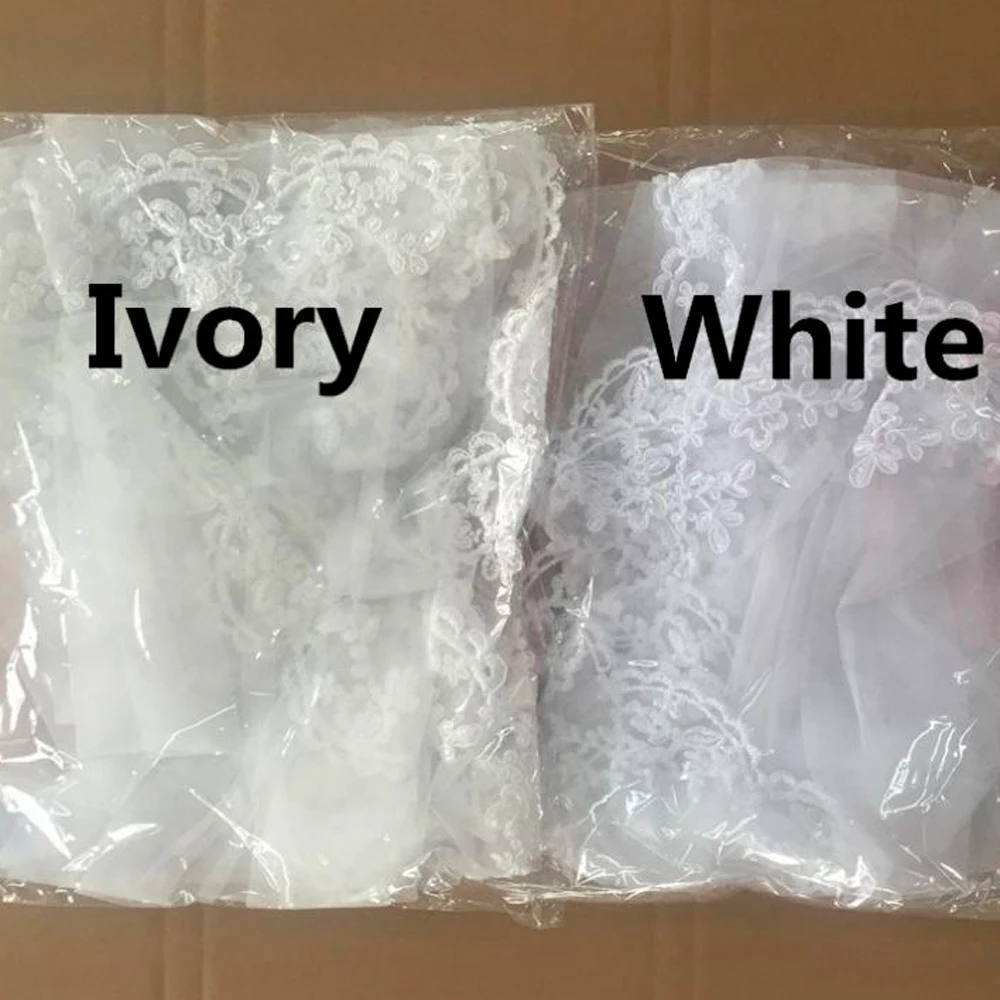 300ซม.ขอบลูกไม้ยาวผ้าคลุมหน้างานแต่งงานสีขาวหวี Ivory Wedding Veil