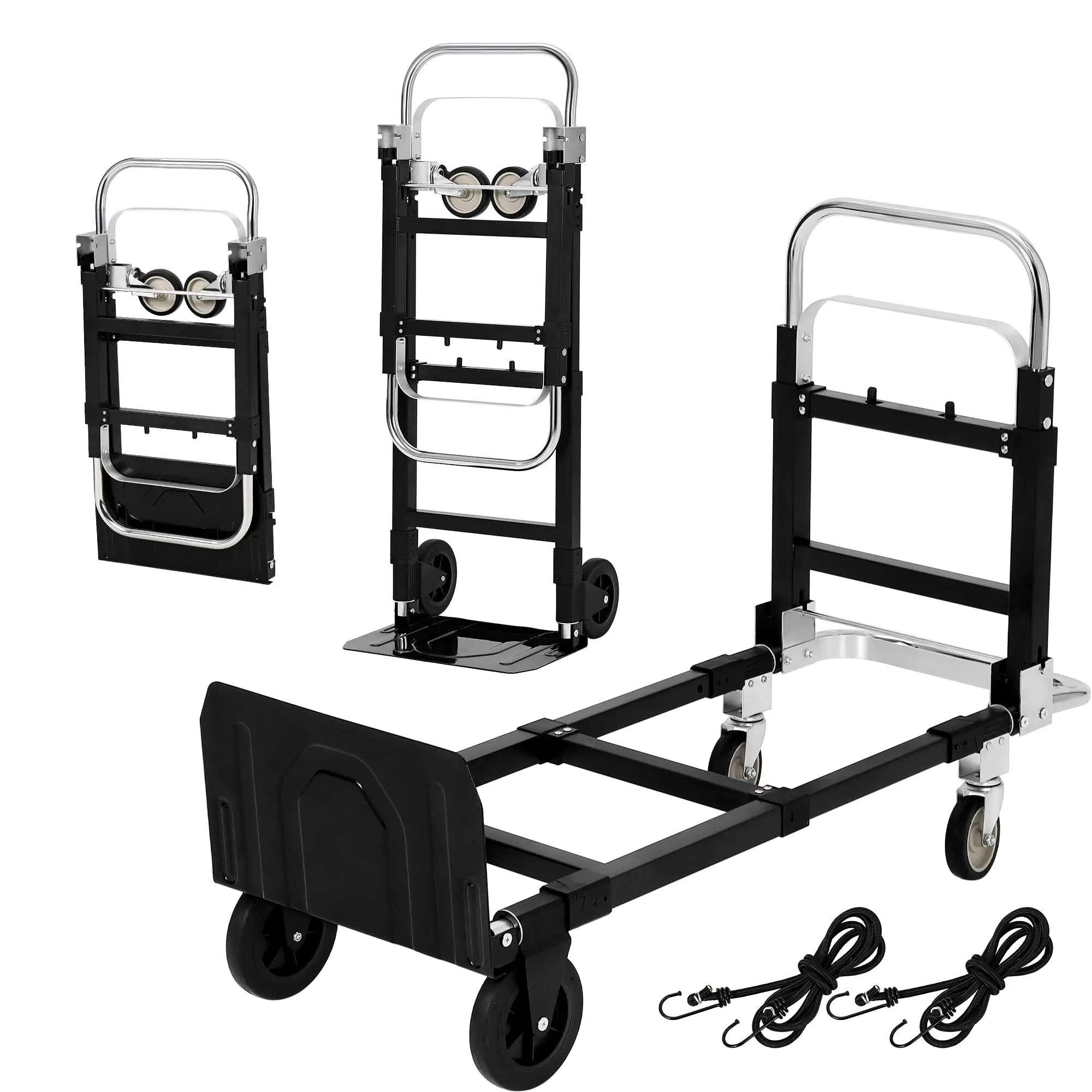 2 in 1 Convertible Hand Truck Dolly 660lbs Heavy Duty Carbon Steel Folding