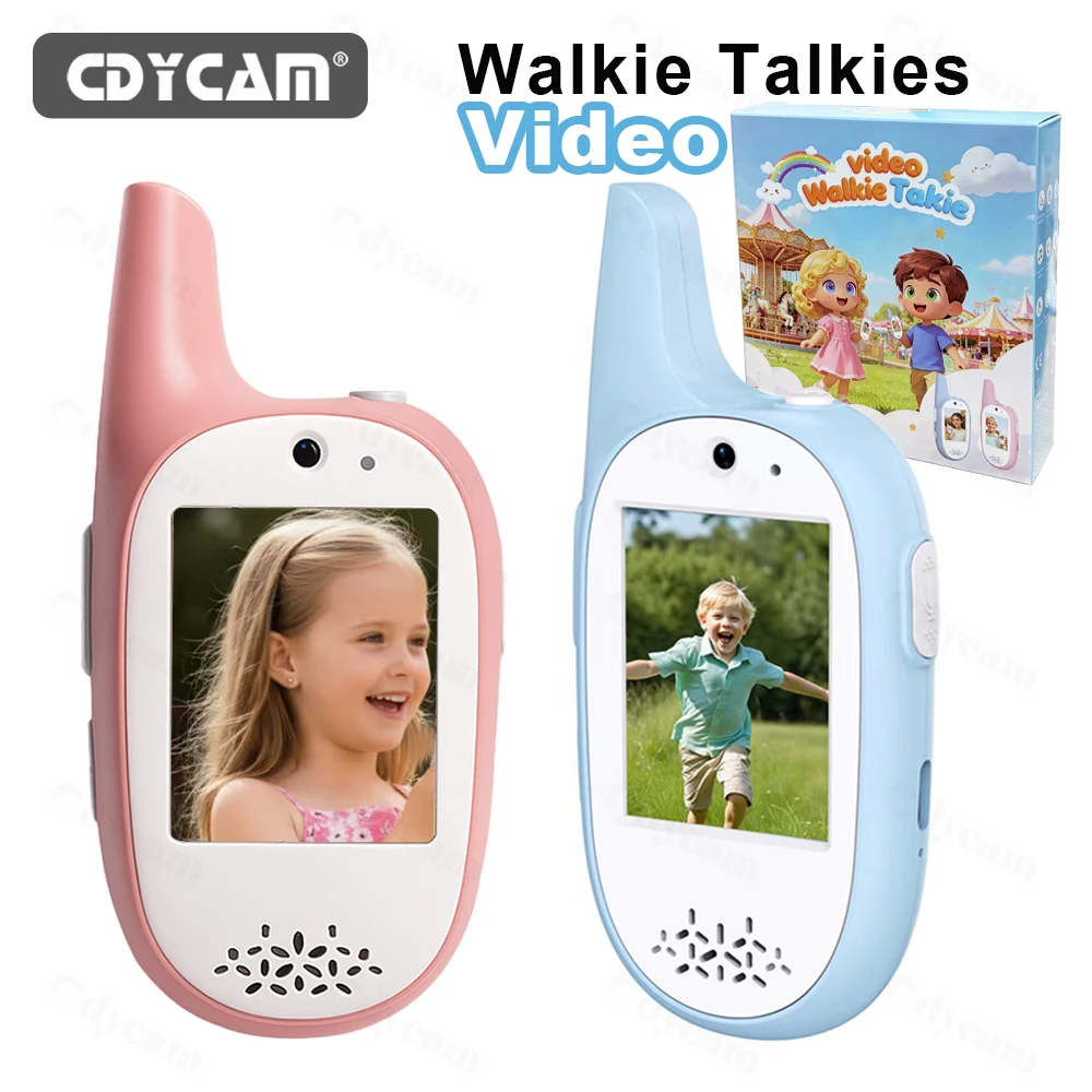 2Pcs Video Walkie Talkies for Kids Video Intercom HD Camera Rechargeable Portable Radio Phone Birthday Gift for Kids Ages 3-12
