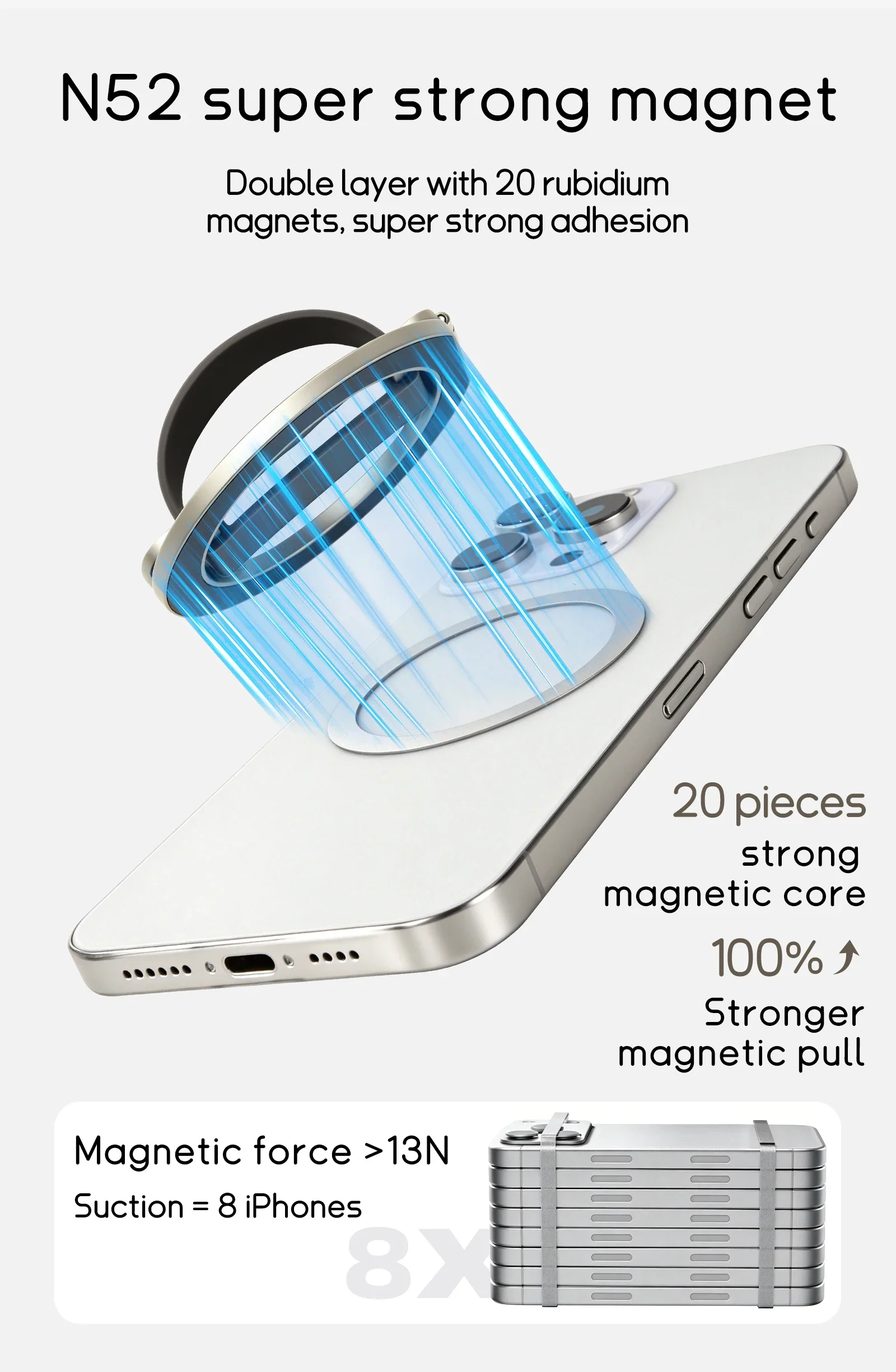 Magnetic Finger Ring Phone Holder Magsafe Silicone Strap Portable Stand for IPhone 17 16 15 Pro Max Plus Samsung Xiaomi