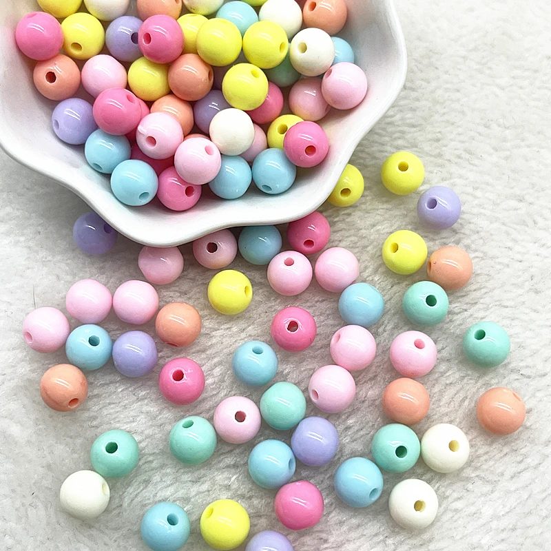 New 4/6/8mm Round Charms Acrylic Beads Loose Spacer Beads for Jewelry Makeing DIY Bracelet Necklace Earrings