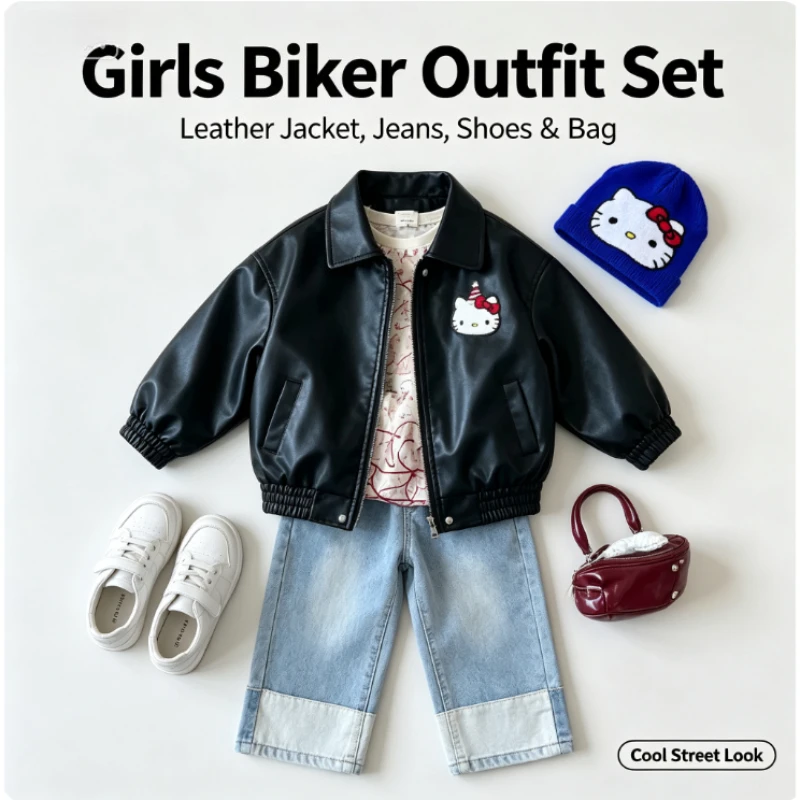 2026 girls' spring fall leather jacket – cool, cute & stylish for little ones, a must-have outerwear for any outfit