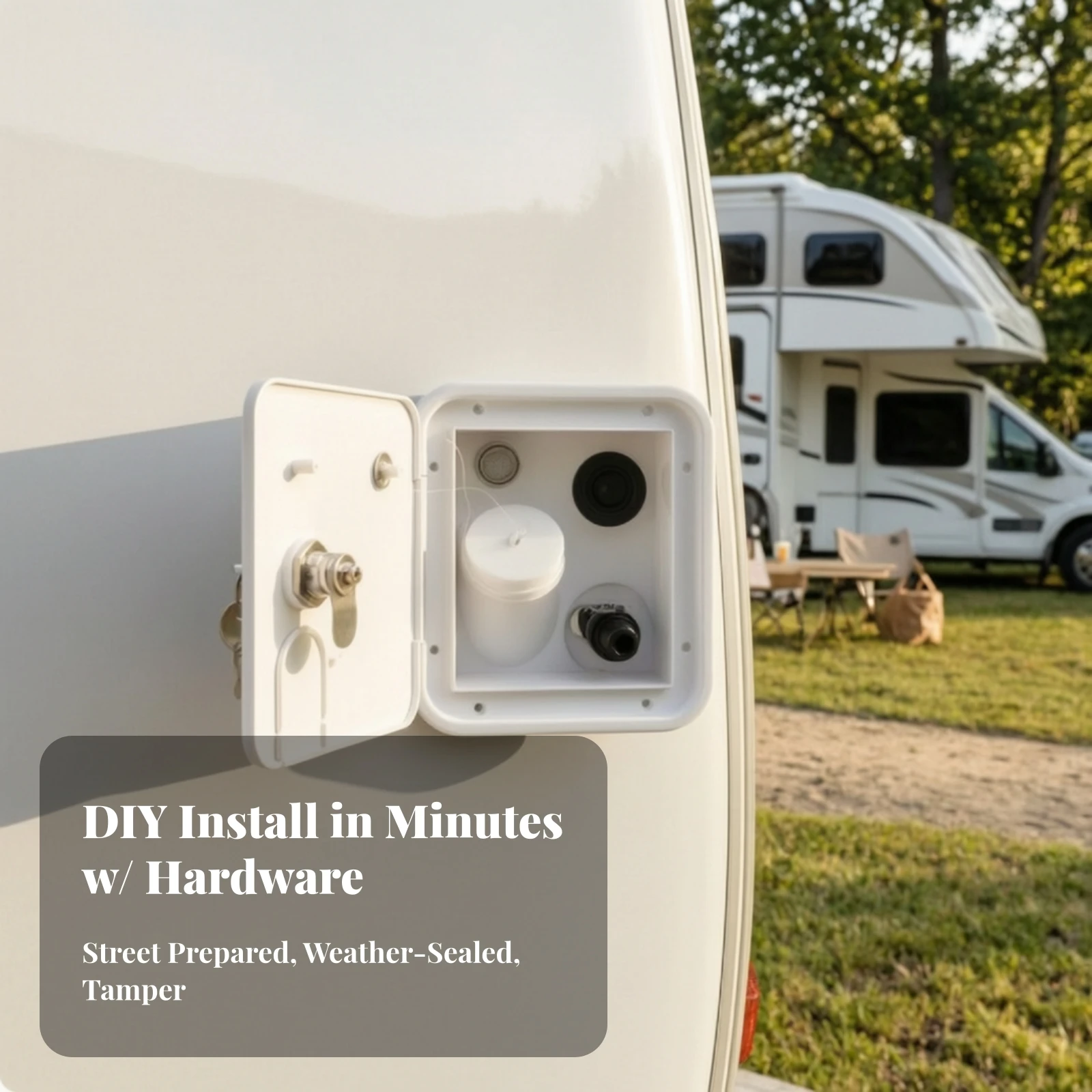Trailer Water System Inlet with Locking Cover and 12V Switch Rated 6A for RV Exterior Panel
