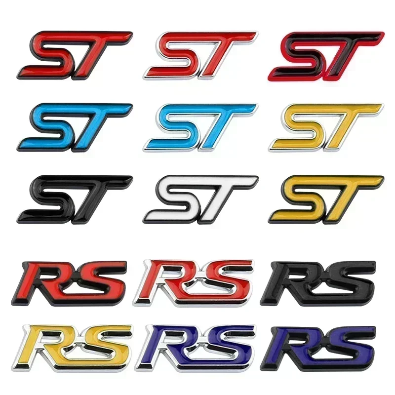 1pcs 3d Metal Logo ST RS letter Badge Decal Car Steering Wheel Emblem Sticker decoration auto Styling Accessories