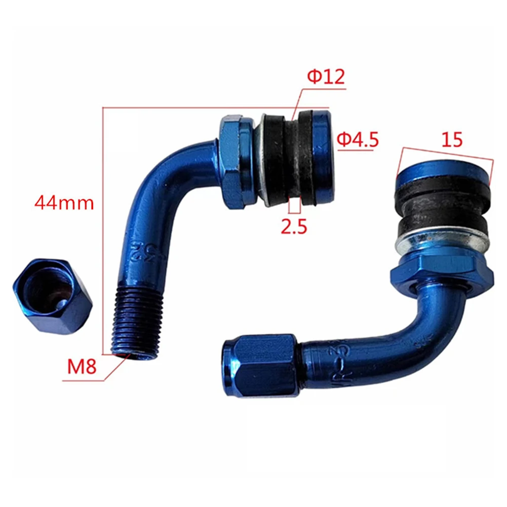 2pcs Motorcycle Gas Nozzle Electric Bicycle Special Tubeless Tire Valve PVR40 PVR70 Angled Valve E-scooter Accessories