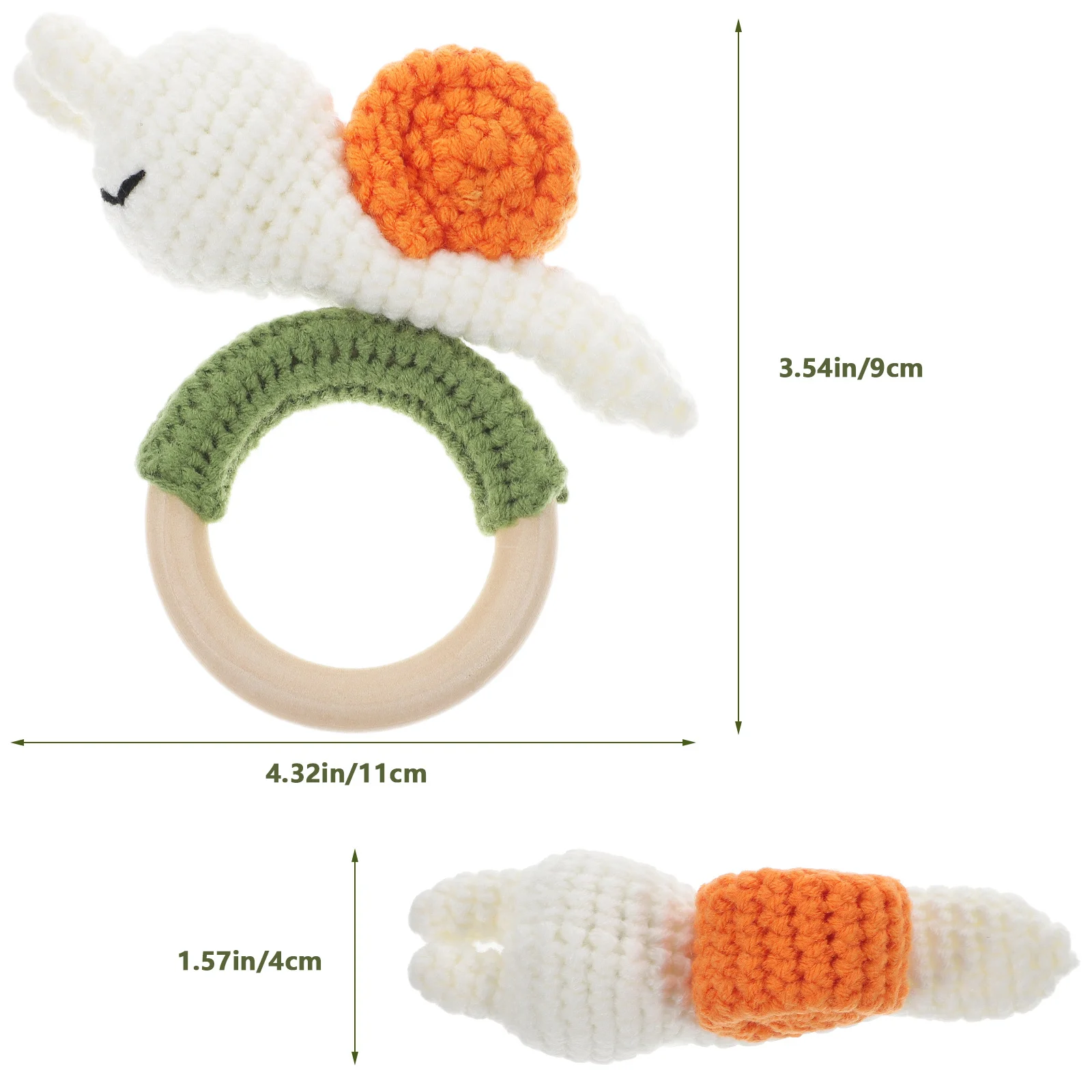 Sonajero de mano de madera con diseño de caracol de dibujos animados creativos, juguete para bebé, sonajero portátil educativo calmante para recién nacido