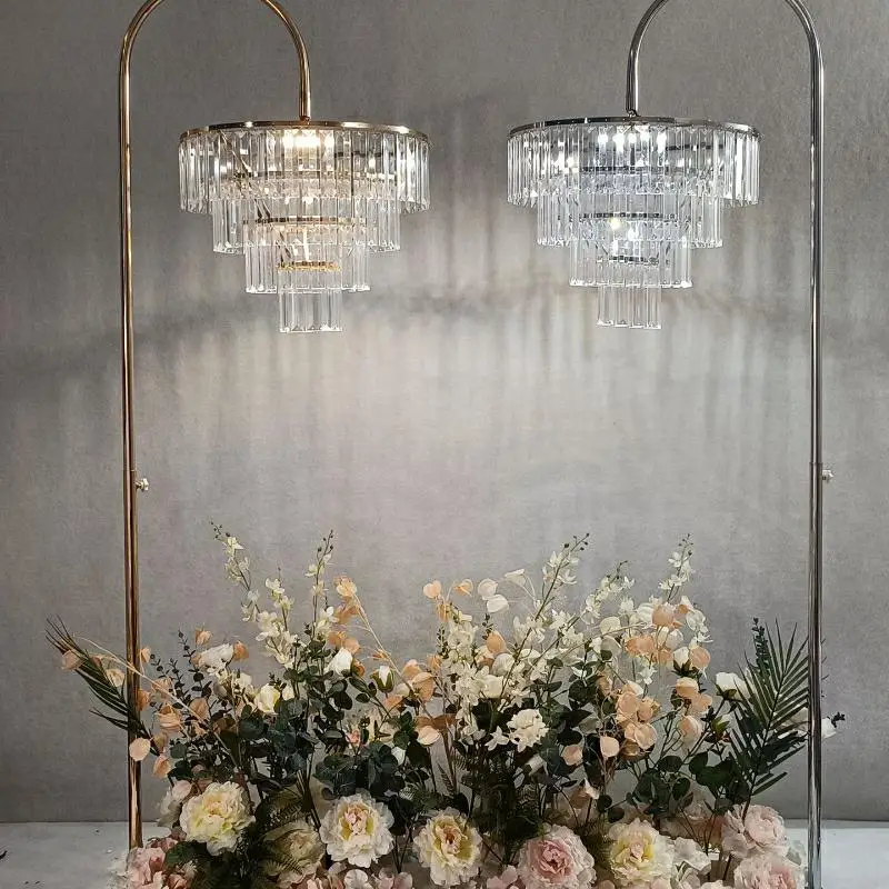 

8pcs Crystal Pendant With Metal Arch Walkway Backdrop for Elegant Banquets Road Guides Event Table Centerpiece Decoration Props