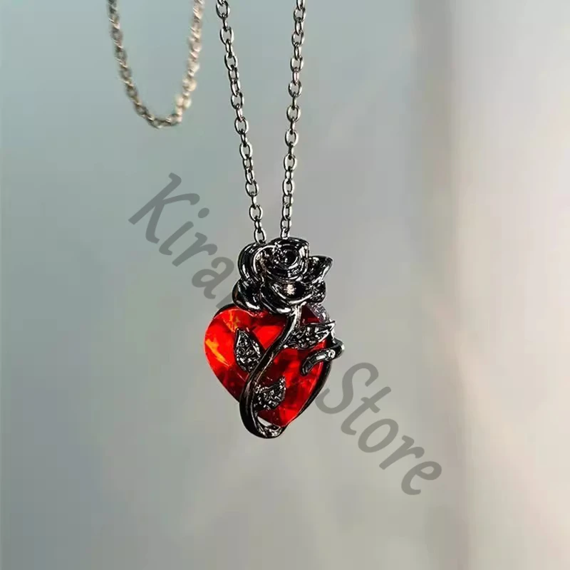 

Love and Deepspace Sylus Pendant Amulet Heart Rose Necklace Heart-shaped Chain Cosplay Choker Accessory Anime Handcraft Goods