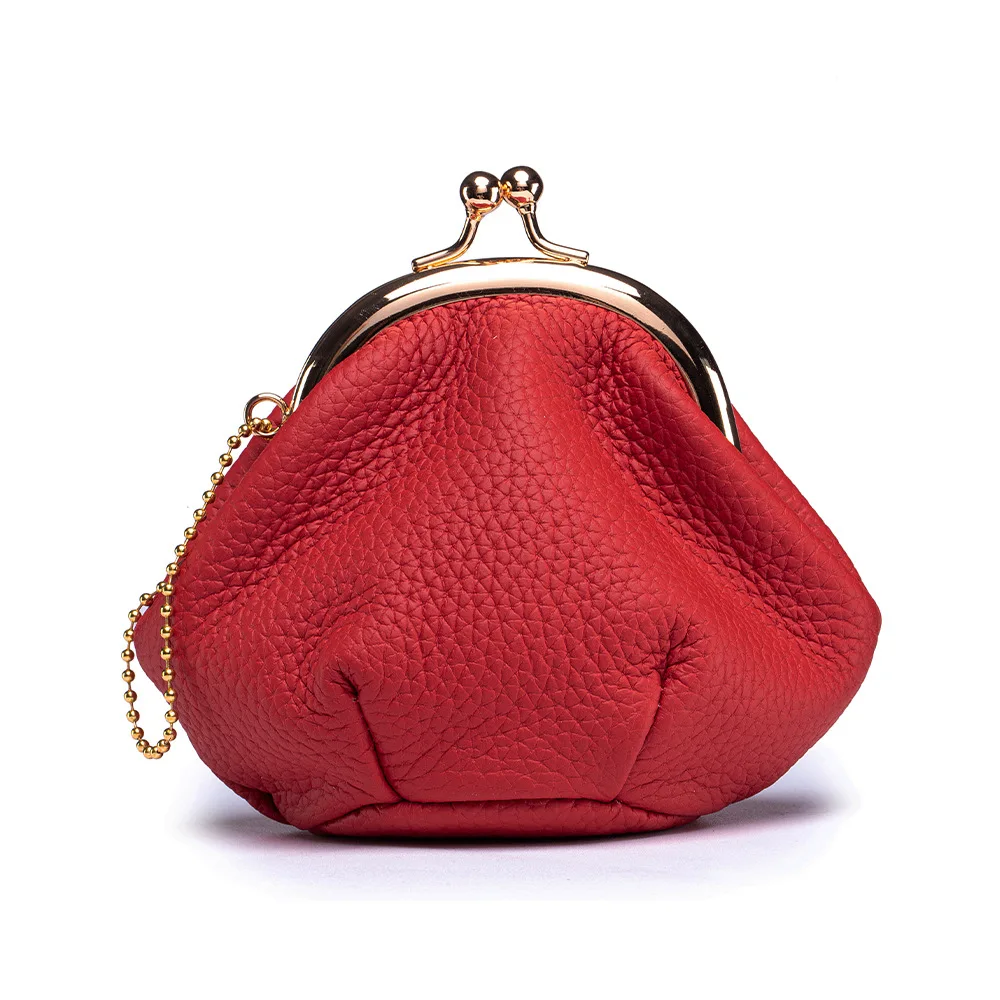 Multi-Purpose Genuine Leather Kiss-Lock Coin Purse, Mini Organizer Bag for Coins, Lip Balm, Earbuds, Jewelry & Small Accessories
