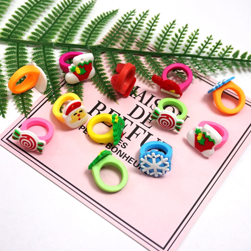 

30 Pcs Toddler Jewelry Christmas Rings Kids Toys for Girls Decorations Gifts Favors Cartoon