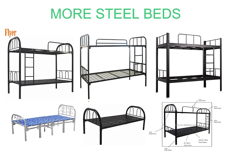 2021 Hot Sale Knock Down Heavy Duty Metal large double school flat apartment Bunk Bed