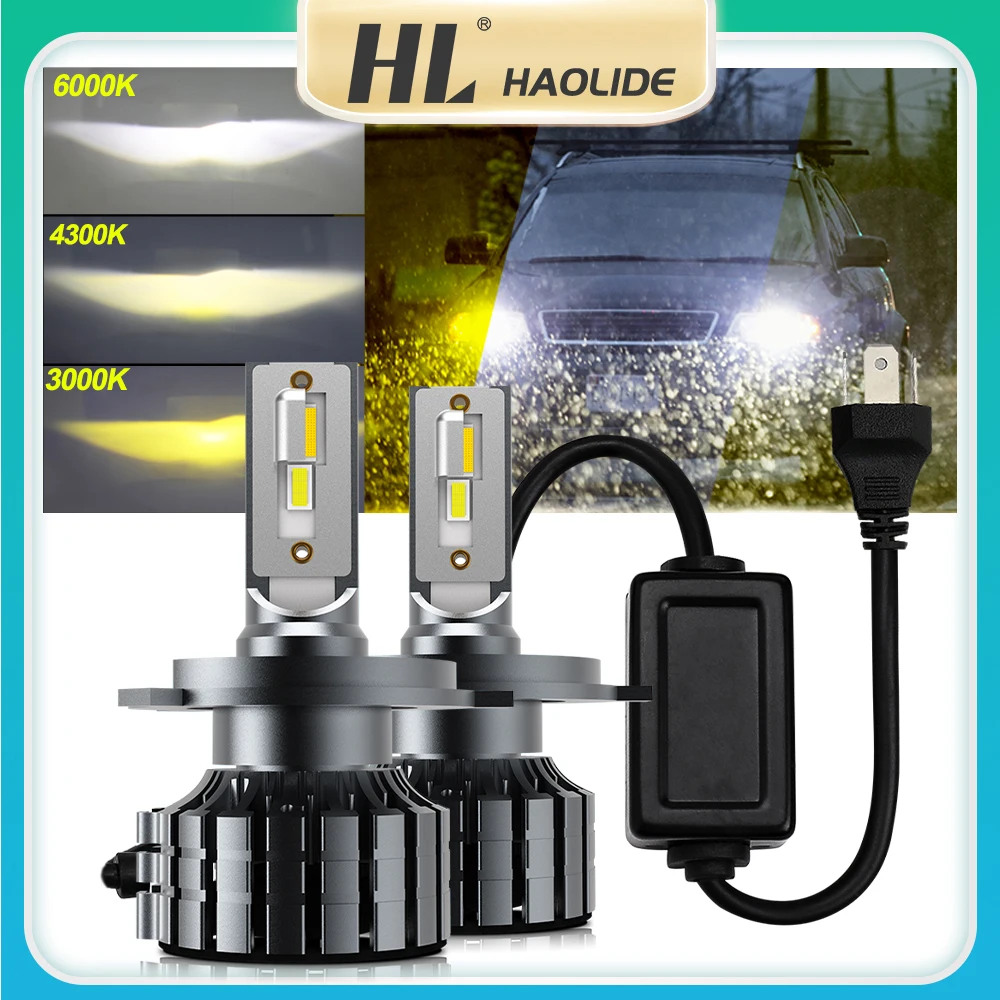 

HAOLIDE H4 H7 LED Headlight Bulb Canbus 3000K 4300K 6000K 14000LM H1 H11 H3 9005 HB3 9006 HB4 Ice Bulbs Auto Turbo Fog Light 12V