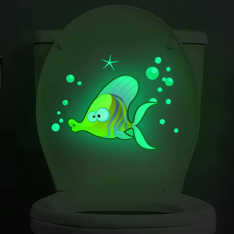 Glow-In-The-Dark Fish Toilet Stickers Luminous Wall Windows Car Stickers Self-Adhesive Removable PVC Decals Home Decor