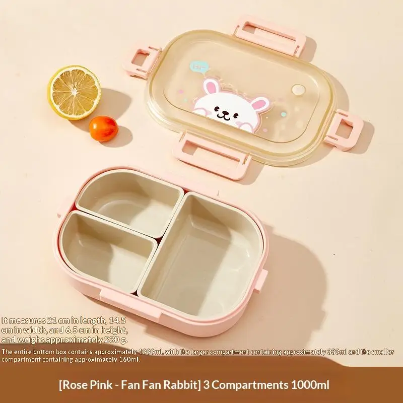 Cartoon Lunch Box Reusable BPA Free Leakproof Rectangular Portable Bento Box for Kids Students School Office